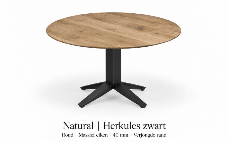 Ronde eiken eettafel 4 cm met verjongde rand &ndash; stel zelf samen